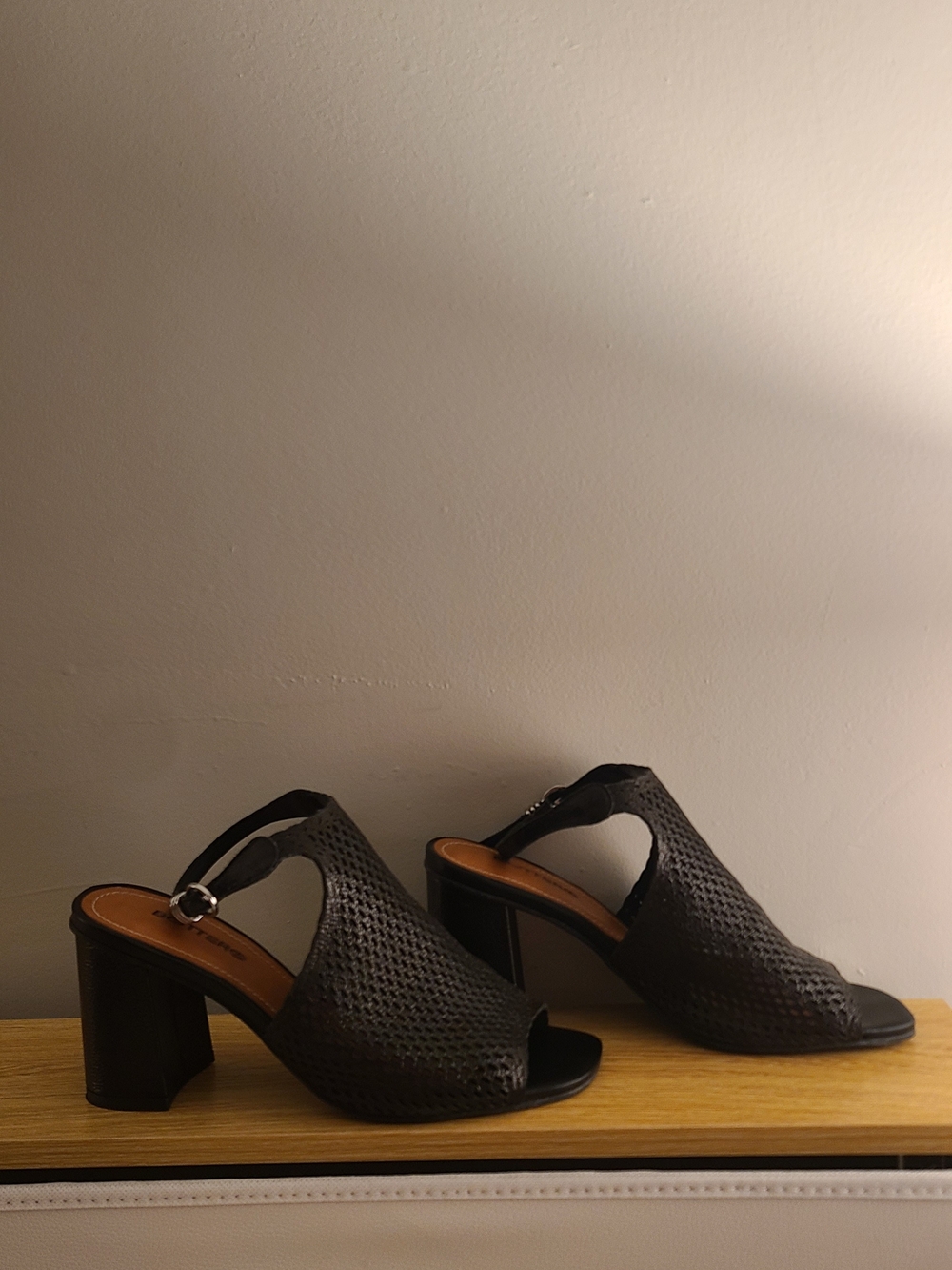 Bottero Woven Black Open-Toe Slingback Block Heel Sandals